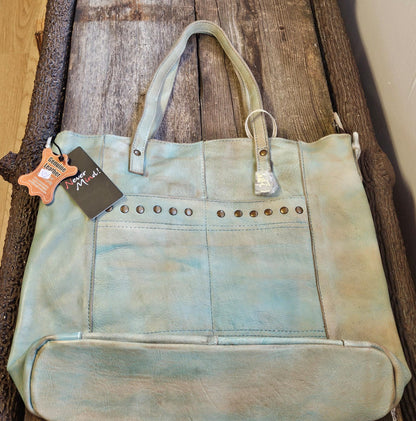 Genuine Leather  Turquoise C&C Hand Bag